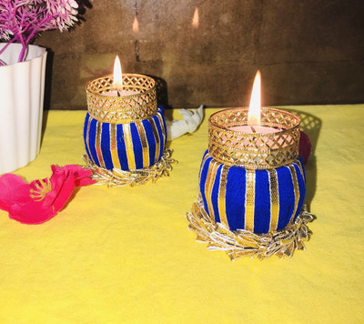 StayBuy Handmade kalash shape Tealight Candle Holder For decoration/ Diwali decoration Iron Tealight Holder Set(Blue, Pack of 4)