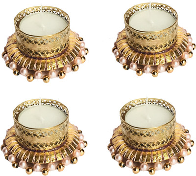GadinFashion Handmade Tealights Candle Holder Diwali Decoration/Home Decoration,Festive Décor Iron Tealight Holder Set(Gold, Pack of 5)