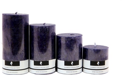 SNOBY Snoby Lavender Marble Pillar Candle Set Candle(Purple, Pack of 4)