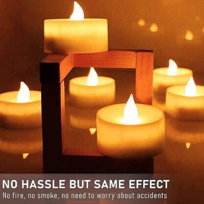ESP LED Candles Artificial Tea Lights Home Decoration Birthday Anniversary Festival Candle(White, Pack of 12)