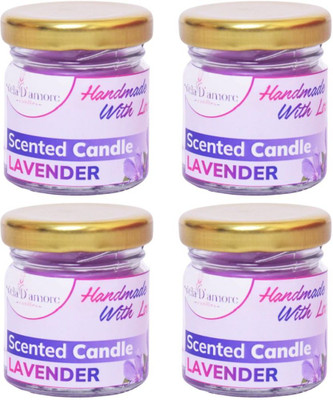 Veladamore Soy Wax Scented Yankee Jar Candles -100 ML Lavender Pack of 4 Candle(White, Pack of 4)