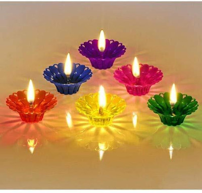 BS NATURAL 3D Shadow Reflection Floating Plastic Lamp|Decorative Diwali Diya Candle_pd2451 Plastic (Pack of 24) Table Diya Set(Height: 2.5 inch)