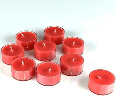 Shraddha Creation Acrylic Round Red Scented Tealight, Set Of 9 Candle(Red, Pack of 9)