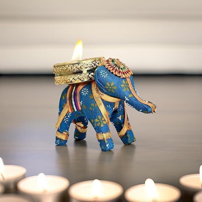AtheenaAris 6 Elephant Candle holders for Decoration with Tealight Candle(Multicolor, Pack of 6)