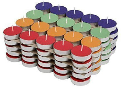 Saubhagye Unscented Tea light candles (Multicolor, Pack of 50) Candle(Multicolor, Pack of 50)