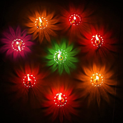 BS NATURAL 3D Shadow Reflection Floating Plastic Lamp|Decorative Diwali Diya Candle_pd2437 Plastic (Pack of 24) Table Diya Set(Height: 2.5 inch)