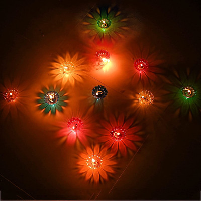 BS NATURAL 3D Shadow Reflection Floating Plastic Lamp|Decorative Diwali Diya Candle_pd2422 Plastic (Pack of 24) Table Diya Set(Height: 2.5 inch)