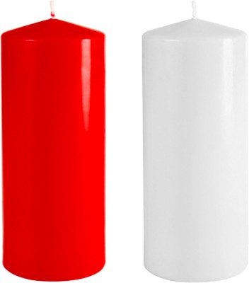 ASIDEA Pillar Candle for Home Decor, BIrthday decoration Candle(Red, White, Pack of 2)