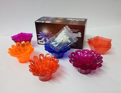 Onlinch 3D Shadow Reflection Floating Plastic Lamp|Decorative Diwali Diya Candle_pd2482 Plastic (Pack of 24) Table Diya Set(Height: 2.5 inch)