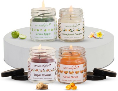 Aromahpure Scented Candle |Orange, Frangipani, Green Apple, Caramel Vanilla Fragrance Candle(Green, White, Brown, Orange, Pack of 4)