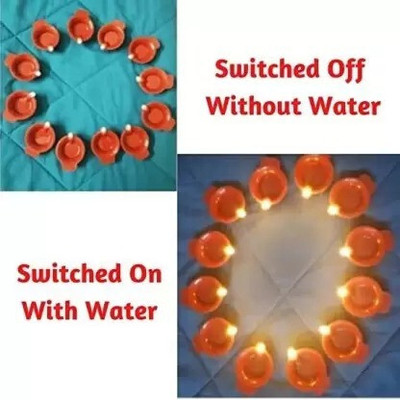 PKG Traditional LED Water Sensor Diya ,Temple ,Office ,Home ,Diwali Decoration 1001 Plastic (Pack of 6) Table Diya Set(Height: 5 inch)