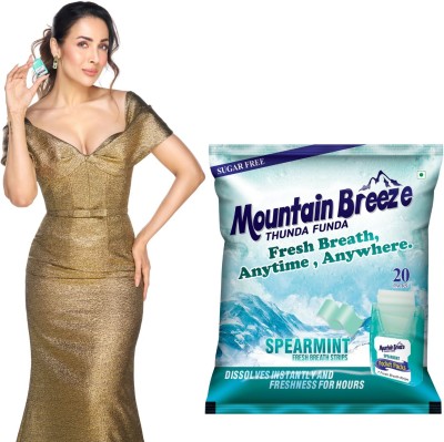 Mountain breeze Sugar-Free Spearmint Fresh Breath Strips (7 Strips each) Pack of 20 x 7 = 140 Strips Mint Mouth Freshener(20 x 7 pieces)