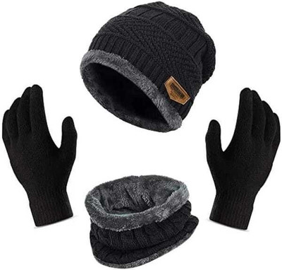 FLEXCY Unisex Winter Woolen Beanie Scarf set winter Cap