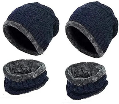 VLS STORE Woven Beanie Cap(Pack of 2)