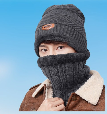 GlamSmart Self Design Beanie Cap(Pack of 2)