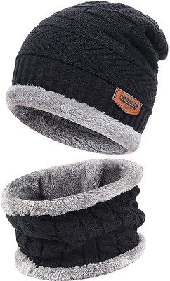 ruby collection Self Design Beanie Cap(Pack of 2)