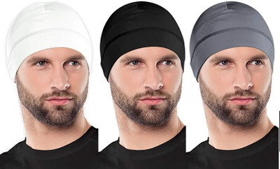 Alipzone Solid Skull Cap Cap(Pack of 3)
