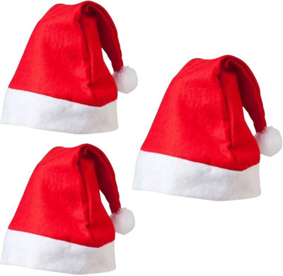 BHAVIKADECOR Solid Santa Cap Cap(Pack of 3)