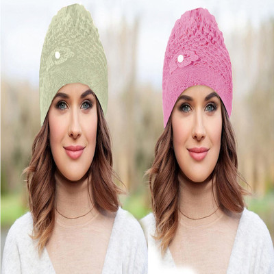 COOL INDIANS Self Design Beanie Cap(Pack of 2)