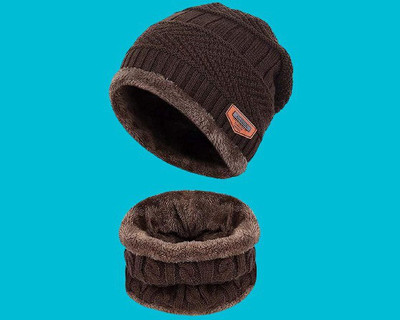 SPOWEARY Self Design Beanie Cap(Pack of 2)