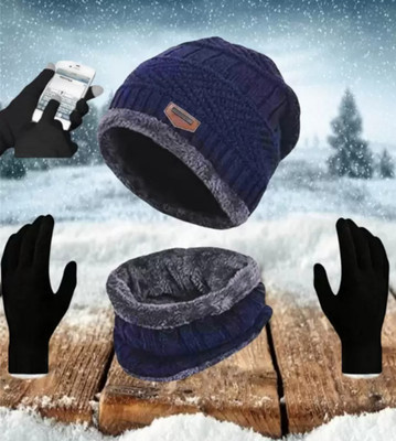 AM AmorMente Solid Skull Cap Cap(Pack of 3)