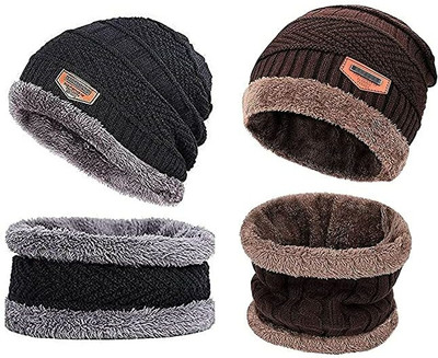 sunahari Woven Beanie Cap(Pack of 4)