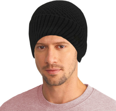 TRUE INDIAN Solid, Self Design Beanie Cap