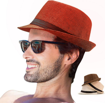 INFISPACE Fedora Hat(Red, Pack of 1)