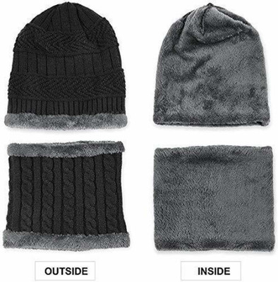 vactly Woven, Self Design Beanie Cap(Pack of 4)