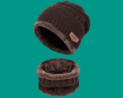 Winntressy Self Design Beanie Cap(Pack of 2)