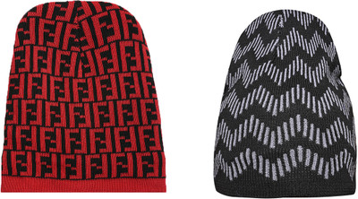 SFAB Self Design, Printed Beanie Cap(Pack of 2)
