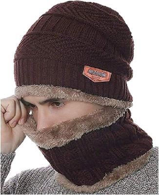 vactly Woven, Self Design Beanie Cap(Pack of 2)