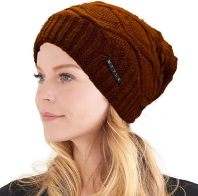 TRUE INDIAN Solid, Self Design Beanie Cap