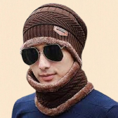 GLAMHOOD Self Design Beanie Cap