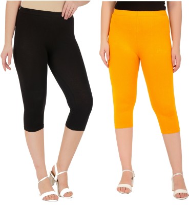 Vkunj Women Black, Yellow Capri