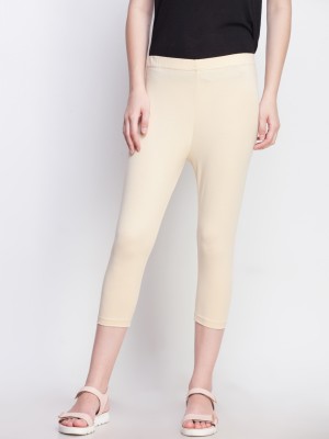 Dollar Missy Four-Way Stretchable Mid Calf Length Women Beige Capri