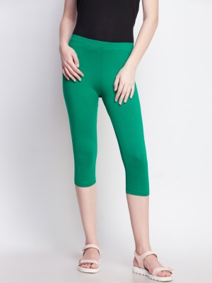 Dollar Missy Four-Way Stretchable Mid Calf Length Women Green Capri