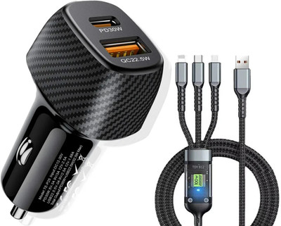 UniBoss 52.5 W Qualcomm Certified Turbo Car Charger(Black, With USB Cable)