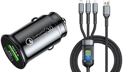 UniBoss 40 W Qualcomm Certified Turbo Car Charger(Black, With USB Cable)