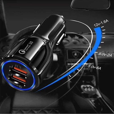 WRENS 37.2 W Qualcomm 3.0 Turbo Car Charger(Black, With USB Cable)