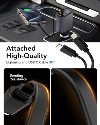 VYNEX 3 Amp Qualcomm Certified Turbo Car Charger(Black, With USB Cable)