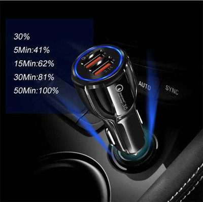 WRENS 15.5 W Qualcomm 3.0 Turbo Car Charger(Black, With USB Cable)
