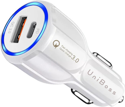 UniBoss 3.1 Amp Qualcomm Certified Turbo Car Charger(White)
