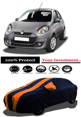 Amexride Car Cover For Renault Pulse Petrol RxL (With Mirror Pockets)(Orange)