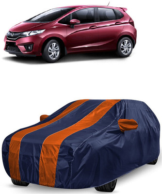 ANTOFY Car Cover For Honda Jazz 1.5 V i DTEC (With Mirror Pockets)(Orange, Blue)