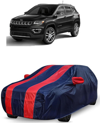 ANTOFY Car Cover For Jeep Compass 1.4 Limited Option Black Petrol (With Mirror Pockets)(Red, Blue)