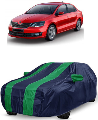 ANTOFY Car Cover For Skoda Rapid (With Mirror Pockets)(Green, Blue)