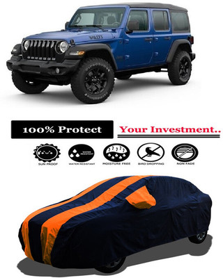 Amexride Car Cover For Jeep Wrangler Unlimited 4X4 (With Mirror Pockets)(Orange)