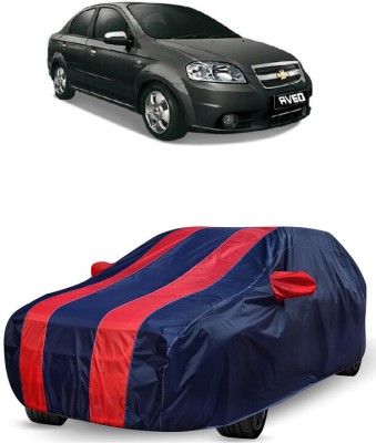 ANTOFY Car Cover For Chevrolet Aveo 1.4 LT (With Mirror Pockets)(Red, Blue)