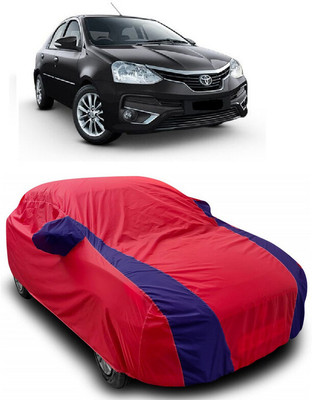 ANTOFY Car Cover For Toyota Platinum Etios 1.4 GXD (With Mirror Pockets)(Red, Blue)